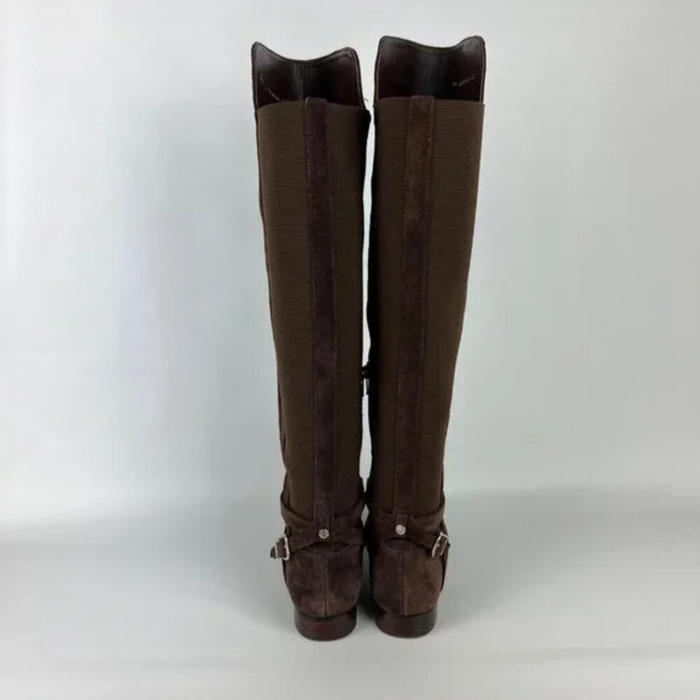 Antonio Melani Women Brown Suede Tall Over the Knee Boots Buckle - Picture 4 of 13